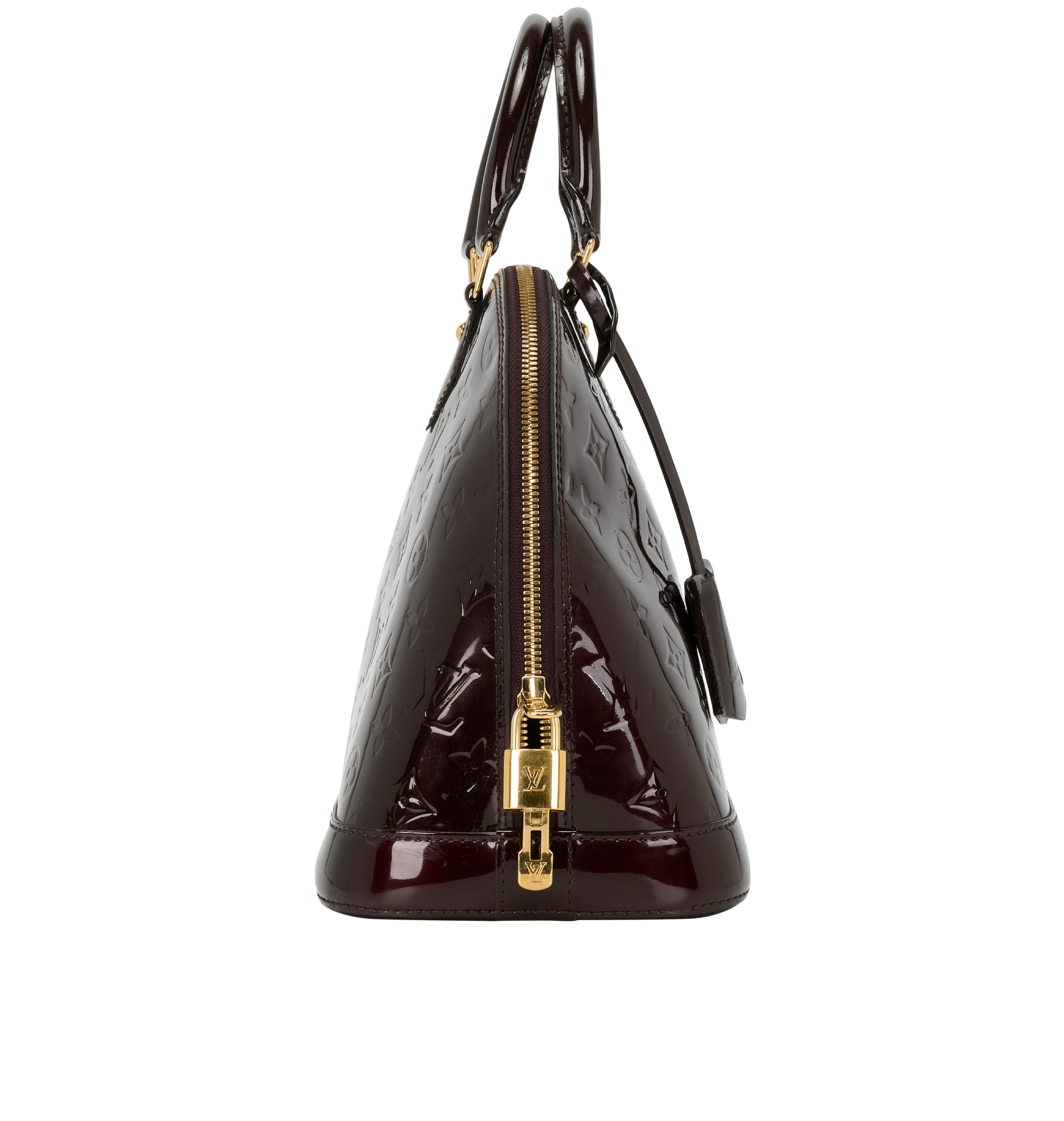 Alma PM, &pound;650, Handbags, Burgundy, Patent Leather, Side view